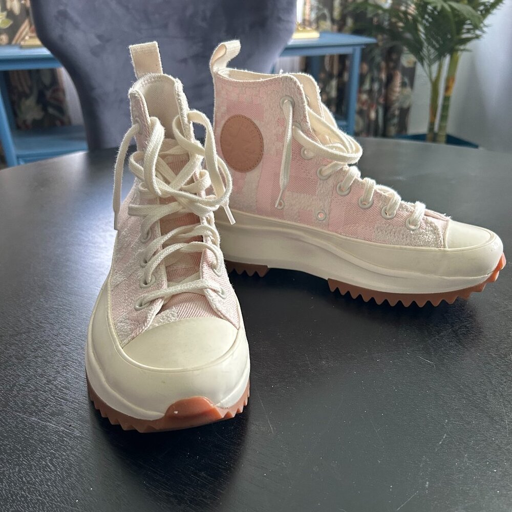 High-Top Pink and Cream Sneakers
